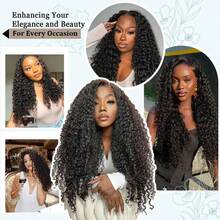 Upgrade V Part Wig Half Wig  Hair Easy To Wear Adjustable Drawstring Deep Wave  Drawstring Seamless Flip Over Curly Half Wig Wear And Go Glueless Half Wigs For Women Effortlessly Create A Glamorous Makeup Look  Natural Color Beginner-Friendly - Natural Black - View 11
