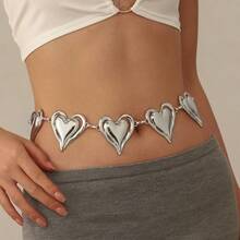 New Arrival Fashion Accessories, Sexy Waist Chain With Hammered Texture Round Rings, Western Style Waist Chain With Textured Round Discs For Women - Silver 1 - View 2