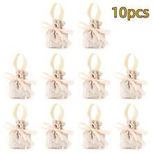 10 piezas Bolsas de regalo pequeñas con asas, bolsas de dulces con cordón para bodas y fiestas, bolsas de regalo de tela mini al por mayor adecuadas para aperitivos, dulces, regalos de cumpleaños - Ver 11