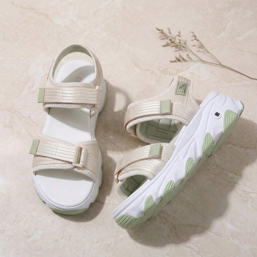 Sandalias Deportivas de Plataforma Gruesa para Mujer, Huaraches de Suela Chunky con Cierre de Ajustable,Calzado de Verano Transpirable en PU y Goma,Chanclas de Moda Urbana con Amortiguación - Blanco - Ver 1