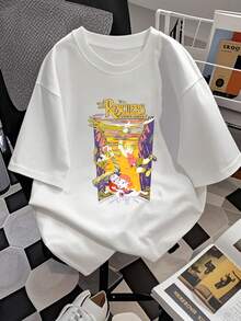 Colorful Graphic Featuring Brave Characters Flying On An Eagle Rescuing Friends In An Australian Landscape Full Of Adventure And Hope. Comfortable Casual Women's T-Shirt For Everyday Wear. - 白色 - 查看 2
