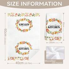 2pcs Watercolor Vegetable & Fruit Illustration, Chili Pepper, Tomato, "Welcome To Our Kitchen" Printed Kitchen Towels, Dish Towels, Hand Towels, Dish Cloths, 15.75*23.62in(40*60cm), Polyester Microfiber Material, Modern Soft Absorbent Cloths, Kitchen Accessories, Machine Washable, Suitable For Dining Room, Kitchen, Bathroom, Home Decor, Gifts, All Seasons - Multicolor - View 4
