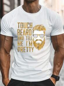 Camisetas casuales manga corta hombre talla grande estampados gráficos barbas gafas ideal uso diario verano para personas altas y corpulentas - Blanco - Ver 8