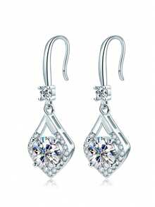 1 Pair Luxurious Cubic Zirconia Earrings, Designed For Women, Suitable For Weddings, Engagements, Anniversary Parties, Valentine's Day Gifts - 1# - View 1