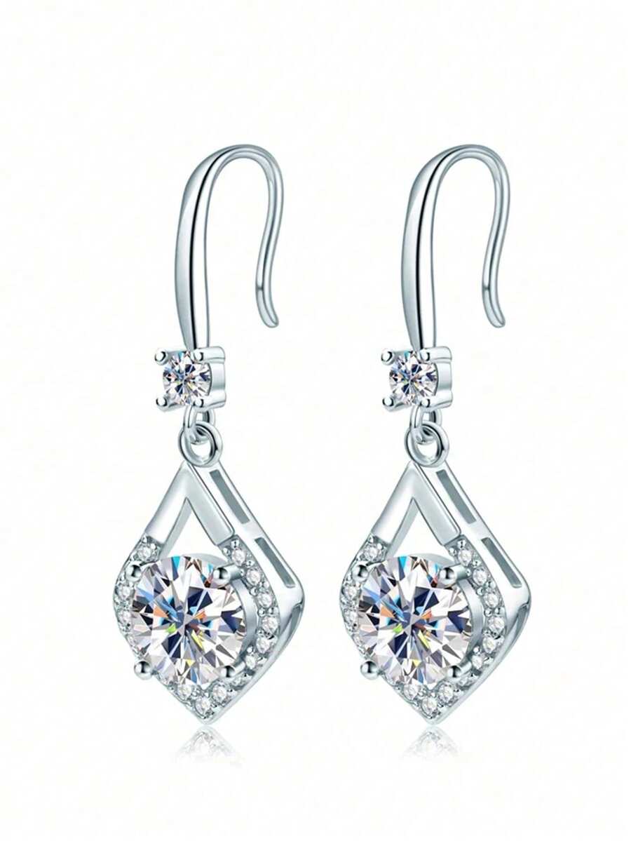 1 Pair Luxurious Cubic Zirconia Earrings, Designed For Women, Suitable For Weddings, Engagements, Anniversary Parties, Valentine's Day Gifts - 1# - View 1