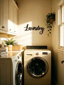 1pc Metal Wall Art Decor, Farmhouse Style Laundry Room Sign, Hanging Decoration - Suitable For Bathroom, Laundry Room, Elegant Room Decor - Black - View 3