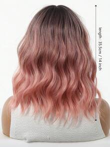 Tóc giả ngắn gợn sóng màu hồng ombre 14 inch có mái, chất liệu sợi tổng hợp chịu nhiệt, kiểu dáng tự nhiên, không cần keo dán, phù hợp cho sử dụng hàng ngày, đi làm, đi học, hẹn hò, sinh nhật, Halloween, Giáng sinh, Lễ Tạ ơn, lễ hội âm nhạc, phong cách Y2K, bạn gái, chị gái, mẹ, tóc giả thời trang. - Hồng - Xem 5