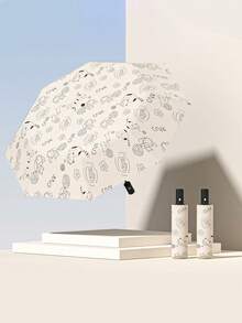 1pc Summer New Student Umbrella, Dual Use Rainproof & Windproof Automatic Folding Sunshade Umbrella - As Shown - View 14