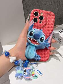 Disney Lilo & Stitch Phone Case With Stitch Charm And Stitch Lanyard - Cute Stitch Protective Case With Playful Expression And Red Leaf Background Design, Equipped With Delicate Stitch Decorative Lanyard And Beaded Bracelet For Easy Carrying, Compatible With IPhone 17, 16, 15, 14, 13, 12, 11 Pro Series, Ideal For Birthdays, Holidays, Anniversaries, Graduation Gifts, Or Any Special Occasion To Surprise Family, Friends, Classmates, And Loved Ones. - trắng - Xem 6