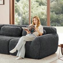 Aviana Ottoman Plush Fabric - 灰色 - 查看 6