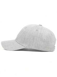 1pc Men's Adjustable Baseball Cap With US Flag Embroidery, Casual Outdoor Hat For Spring And Autumn - Heather Gray - View 4