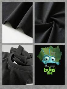 La imagen muestra un divertido insecto azul saliendo de un fondo verde junto a la frase born to be wild que transmite energía libertad y un espíritu aventurero ideal para quienes disfrutan de la naturaleza camiseta de mujer  casual y cómoda para uso diario - Negro - Ver 4