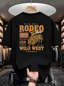 GiftCamiseta de hombre, estilo denim falso para festival, estampado tradicional americano de doble cara, moda de hombre de manga corta, ideal para uso diario, ocio y ropa deportiva al aire libre, un top de moda imprescindible para hombres100% cottonSoft - Negro - Ver 3