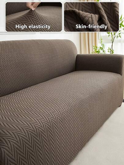 1pc Jacquard Stretch Sofa Cover, Thickened Anti-Slip Sofa Protector Suitable For Living Room, Bedroom, Outdoor, Pet-Proof, 4-Season Sofa Seat Cushion Cover For L-Shaped Single Sofa And 1/2/3/4 Seater Sofa
