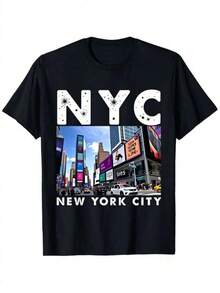 1 pieza Camiseta de manga corta de cuello redondo holgada unisex de 180g, 100% algodón puro transpirable y suave, estilo Y2K Bababask con estampado gráfico moderno, ideal para mujer y hombre, perfecta para uso diario, festivales, conciertos y todas las estaciones - Negro - Ver 6