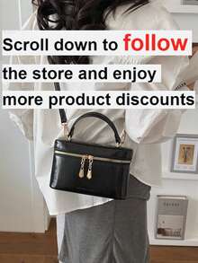New Minimalist Hand-Held Box Bag, Shoulder & Crossbody Bag - Black - View 2