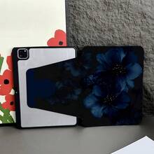 Flower A Black & Blue Floral Print With Pen Holder Compatible With Ipad 11(A16 2025), Auto Sleep/Wake Function/Compatible With Xiaomi5/5PRO/6/6PRO/7/7PRO, Compatible With Huawei Matepad, Compatible With Honor Pad - Multicolor - View 9
