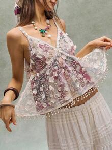 Camiseta de tirantes finos sin mangas de verano con lentejuelas de moda casual para mujeres - Multicolor - Ver 1