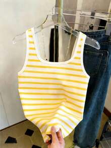 Mejor vendido top ajustado estampado para mujeres - Amarillo - Ver 2