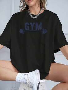 Solt 1 pieza MPLSL
Mujeres| Camisetas casuales de manga corta y cuello redondo para mujer, con diseños estampados, perfectas para primavera y verano, 100% algodón. - Negro - Ver 1