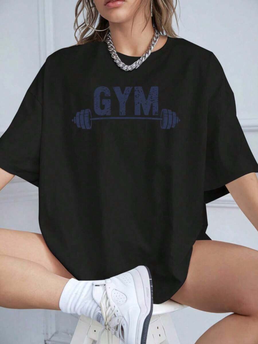 Solt 1 pieza MPLSL
Mujeres| Camisetas casuales de manga corta y cuello redondo para mujer, con diseños estampados, perfectas para primavera y verano, 100% algodón. - Negro - Ver 1