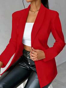 Chaqueta de blazer ajustada de manga larga y sexy para mujer, conjunto verde, chaqueta de traje para mujer, blazer verde para mujer, blusas sociales, ropa de oficina para mujer, ropa de negocios profesional, abrigo de invierno para mujer verde - Rojo 2 - Ver 1
