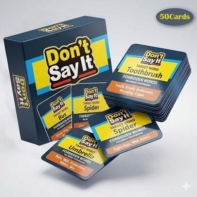Don't Say It - Pocket Edition Spanish Popular Party Card Game, 50 Carefully Selected Word Cards With Rounded Corners And Scratch-Resistant Craftsmanship. Extremely Portable, Ignite Joyful Moments Anywhere, An Essential Social Accessory For Camping, Travel And All Kinds Of Gatherings, Also An Internationally-Flavored Holiday Gift.