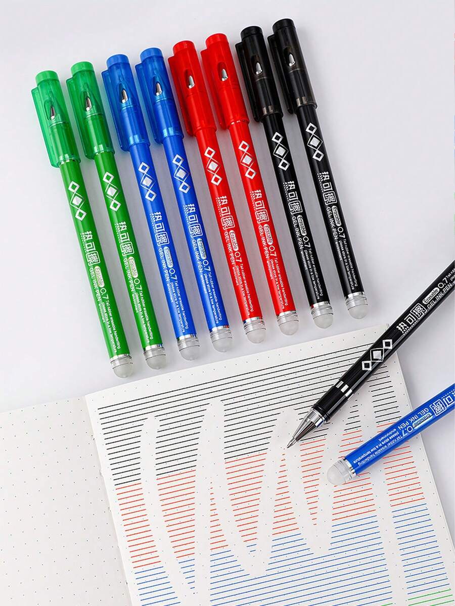 4pcs High Capacity Erasable Gel Pens, 0.7mm Tip, Heat-Resistant Erasable Refills, Red, Blue And Black Ink, Smooth Writing, Great For Schoolwork, Student Stationery, Back To School Essential - Erasable Pen - View 1