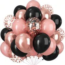 48pcs/24pcs Set 10inch/12inch Black, Vintage Pink, Rose Gold, Rose Gold Foil Sequin Latex Balloon Arch Kit, Suitable For Graduation Party, Birthday, Bachelorette Party, Girls Night Decoration, Dance Party DIY Backdrop Supplies - Multicolor - View 1