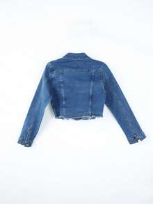 Chamarra Denim Crop Lavado Medio |   Look Urbano Casual Esencial - Azul Mezclilla 4NZY08 - Ver 11