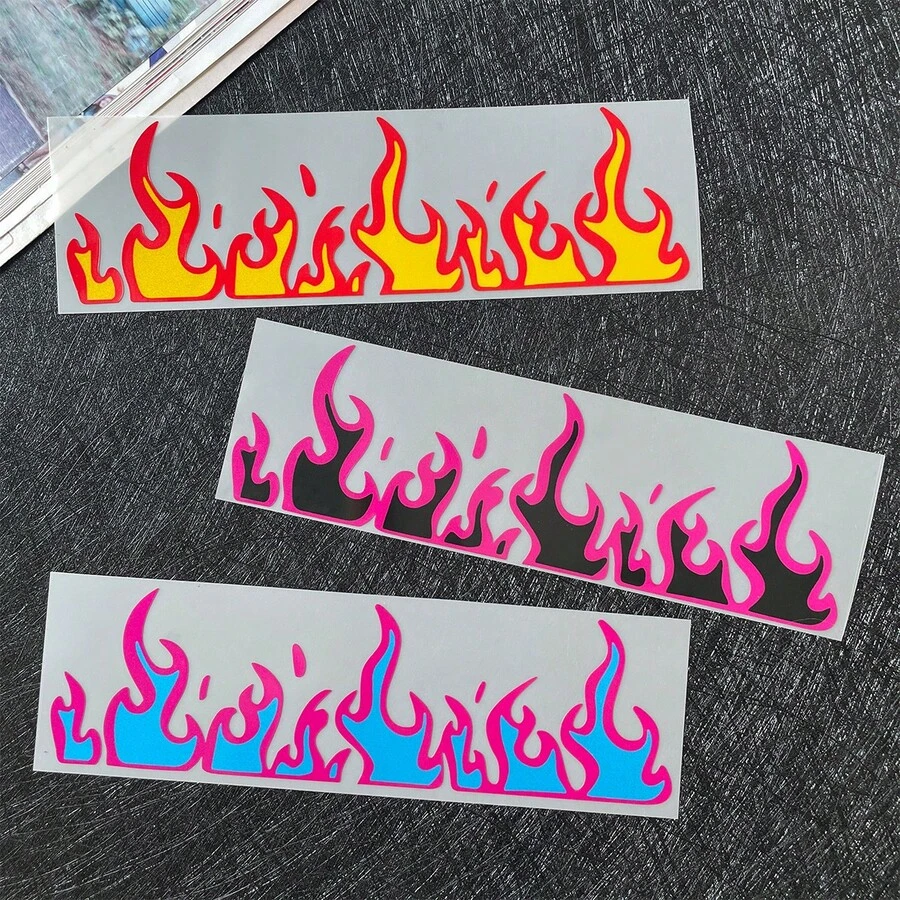 Flame Motorcycle Stickers, Waterproof Vinyl Decals Suitable For Bicycles, Cars, Helmets, Fuel Tanks - Decorative Stickers - View 1