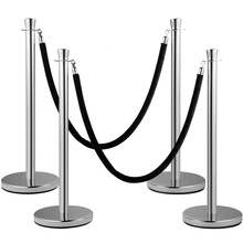 VEVOR Crowd Control Stanchion, Set Of 2 Pieces Stanchion Set, Stanchion Set With 5 Ft/1.5 M Black Velvet Rope, Silver Crowd Control Barrier With Sturdy Concrete And Metal Base - Easy Connect Assembly - 5 Ft/1.5 M - View 8