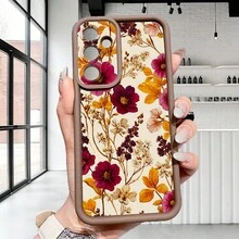 1 Stück Vintage Blumen Muster Augen-förmige Sandstein Handyhülle, geeignet für Android Smartphones GalaxyS26Ultra S25Ultra S24Ultra S23Ultra A57/A37/A14/A15/A52/A53/A54/A55/ Note 13/Note 14Pro/HONOR, Sturzsicher, Fingerabdruck-resistent, Stoßfest - Braun - Übersicht 1
