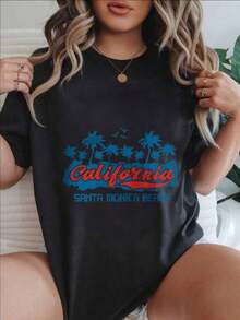 Women's Casual T-Shirt With Vintage Fashion Print Of Palm Trees And Birds From Santa Monica, California, Suitable For All Seasons

BlackFashion - 黑色 - 查看 7