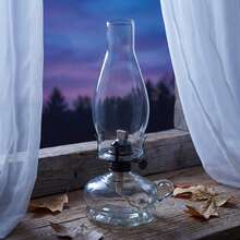 amanigo Vintage Glass Kerosene Lamp With Handle, Hurricane Lamp With Transparent Glass Chimney, Adjustable Wick, Retro Style Kerosene Lamp, Suitable For Indoor Lighting, Emergency Use, Rural Home Decor And Farmhouse Tabletop Accents - 1PC - View 10