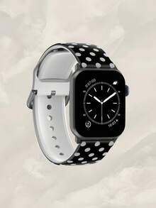 1件極簡可愛黑白波點矽膠錶帶，相容 38mm 40mm 41mm 42mm 44mm 45mm 49mm 46mm，時尚柔軟矽膠運動錶帶，適用於 Series Ultra 2 S11 S10 SE 9 8 7 SE 6 5 4 3 2 1，適合日常穿搭與度假造型 - 彩色 - 查看 3