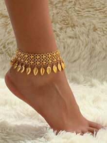 1pc Fashion Minimalist Versatile Casual Commute Delicate Bell Tassel Multi-Layer Anklet For Women (Clasp & Tail End Position Random) - Yellow Gold - View 9