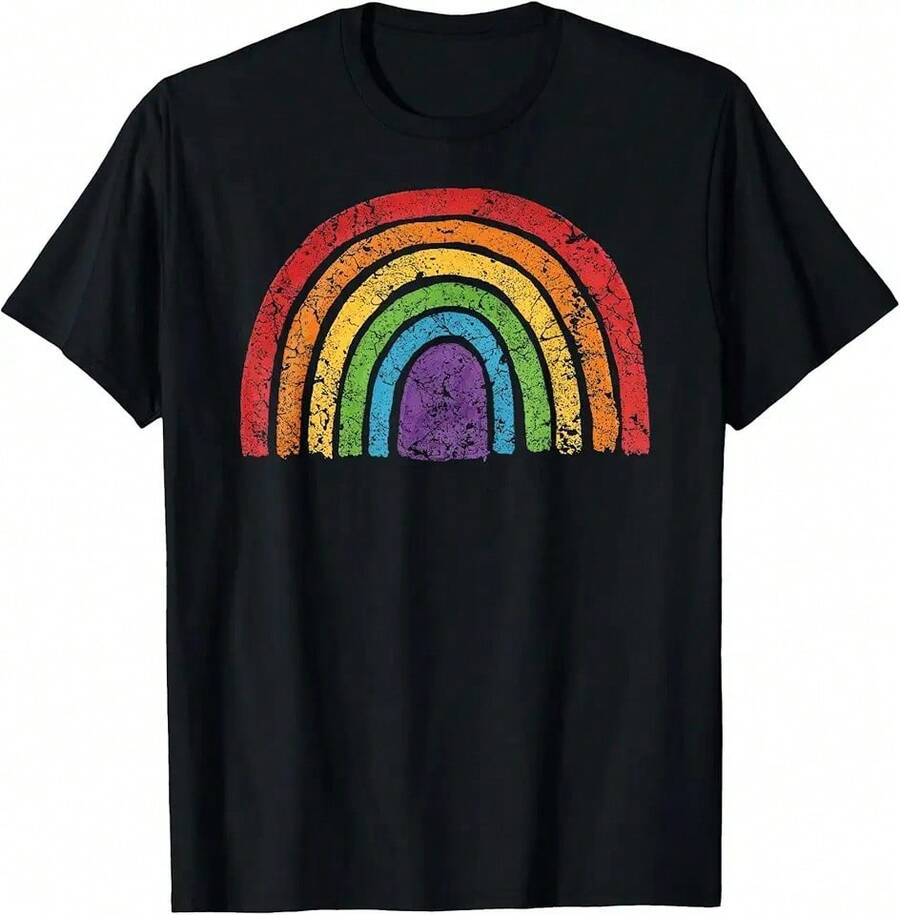 LGBTQ Rainbow Flag Gay Pride LGBT Awareness Ally Vintage T-Shirt - màu đen - Xem 1
