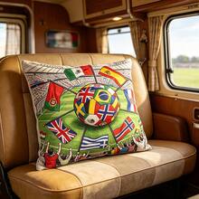 1PC World Cup Themed Pillow Cover - Flag, Football Pattern Design, Double Sided Printing, Durable Machine Washable Fabric, Zipper Sealing, Suitable For Queuing, Fans, Living Room Decoration, Home Decoration, Tropical Style, Printed Design, Living Room Pillow Cover, Decorative Pillow Cover, Home Decorator (Excluding Pillow Core) - Multicolor - View 2