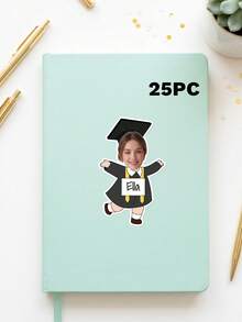 12/25/49pcs Custom Graduation Photo And Text Stickers, Personalized Graduate Face Stickers With Custom Name, Stickers For Graduation Decorations,Personalized Graduate Portrait Stickers For 2026 Graduation Party Decor - Multicolor - View 9