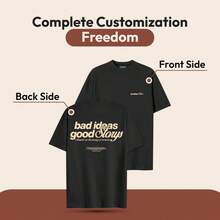 Custom T-Shirts For Men/Women With Image/Text Personalization On The Front And Back. The Perfect Personalized Shirt - Black - View 2