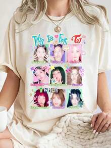 Vintage Twice This Is For Shirt  . Camiseta informal de moda con estampado creativo para mujer, de manga corta y cuello redondo, para primavera y verano T-Shirt Women Festive Celebration Shirt Party Wear Top - Multicolor - Ver 1