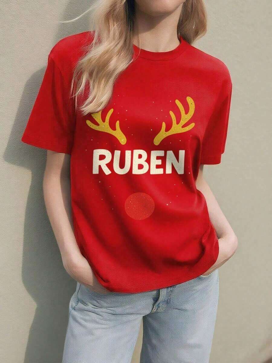 And Women's T-Shirt, Christmas Reindeer T-Shirt, Funny Gift Men's T-Shirt Tops Sweatshirts For Women Y2k T-Shirt Shirt - 白色 - 查看 1