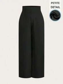 Pantalones anchos de cintura alta con textura, de estilo simple y casual, apropiados para la vuelta al cole y para uso diario - Negro 3 - Ver 5