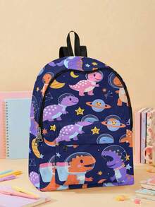 1pc Dinosaur Print Multi-Pocket Backpack, Large Capacity, Durable, Versatile, High-Quality, Zipper Closure, Suitable For Boys And Girls, Great For School And Outdoor Activities - Multicolor - View 9
