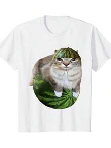 Camiseta con meme divertido de gato sandía para hombres y mujeres, estilo vintage, camiseta Genz Dank, camiseta unisex, regalo para amantes de los gatos, camiseta con memes de gatos tontos, camiseta irónica, camiseta graciosa, regalo para mujeres y hombres, camiseta de gato sandía. - Blanco - Ver 9