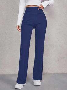 Pantalones acampanados de cintura ancha - Azul marino 2 - Ver 3