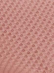 Camiseta de punto de gofre de cuello en V sólido, de manga corta, casual para primavera y verano - Rosa - Ver 7