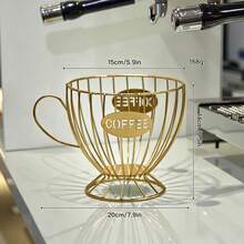 1pc Large Capacity Metal Coffee Capsule Storage Basket, Cup-Shaped Design, Suitable For Storing Coffee Capsules, Snacks And Fruits, Ideal For Kitchen Counter Or Coffee Bar Decor - Wrought Iron Storage Basket - View 13