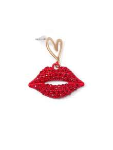 Trivaya 1 par de pendientes de aleación con labios rojos de carnaval a la moda, adecuados para el atuendo de fiesta de las mujeres - Pendientes de labios rojos - Ver 5